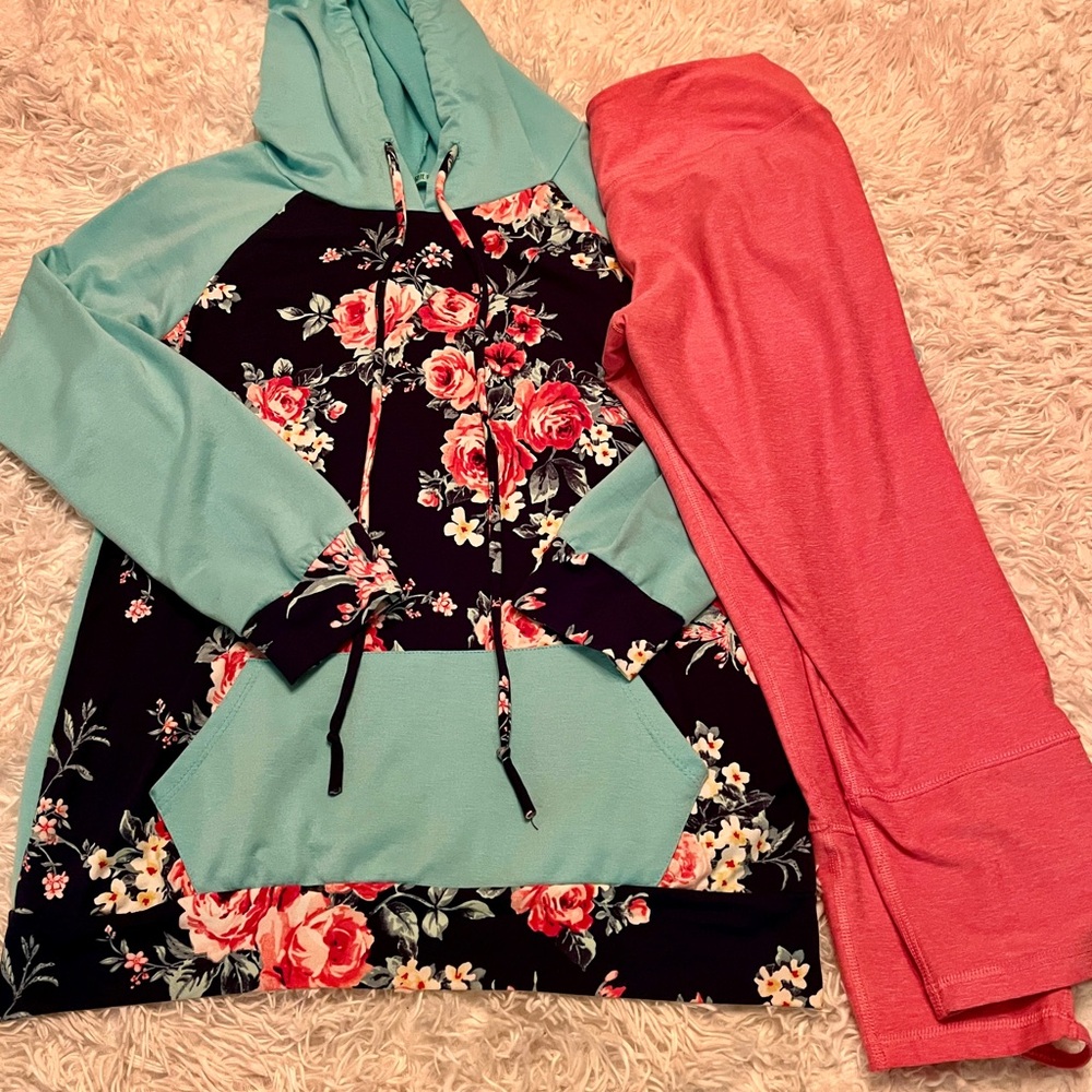 Floral Hoodie and Matching Leggings